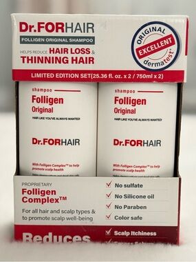 Dr. FORHAIR Folligen Original Shampoo 750ml x2 Set Hair Loss Scalp Care